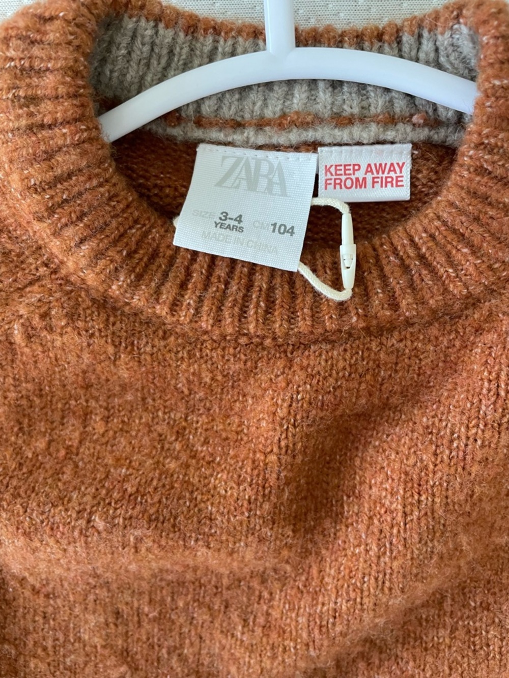 Zara Toddler Knit Sweater Rust Orange Crewneck Cozy Fall Size 3-4 - Picture 2 of 5